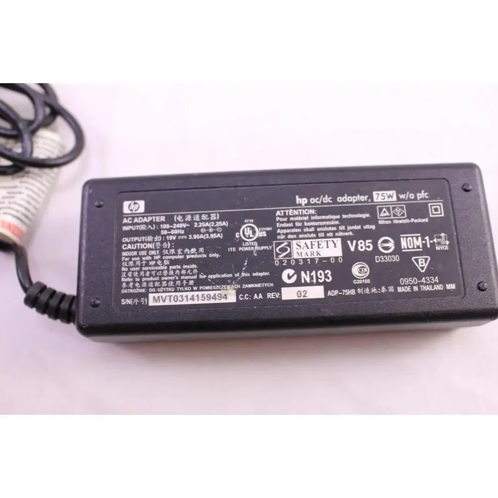 Original OEM HP ADP-75HB 19V 3.95A 75 Watt 0950-4334 Ac Adapter w/ Cord